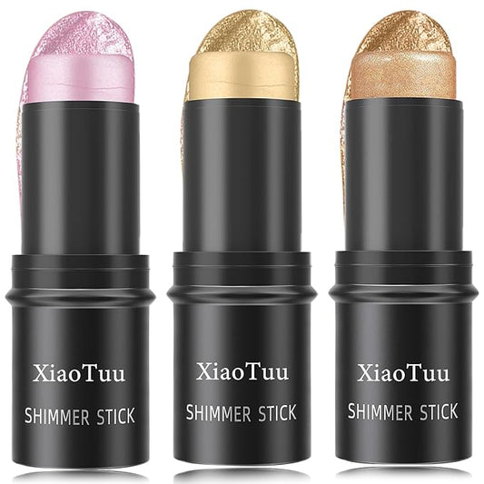3 Pcs Highlight Cream Contour Sticks Set,Shimmer Stick Women(01#,02#,03#)