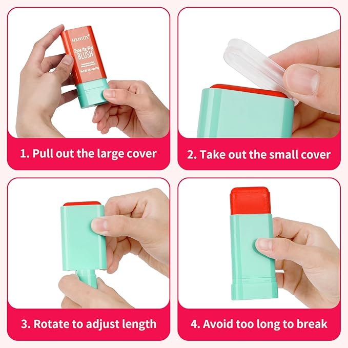 Orange Blush, Multi-Use Blush Stick, Cream Blush for Cheeks, Long Lasting and Waterproof, Natural-Looking Stick Blush for All Skin, Makeup Blush, Coral Orange