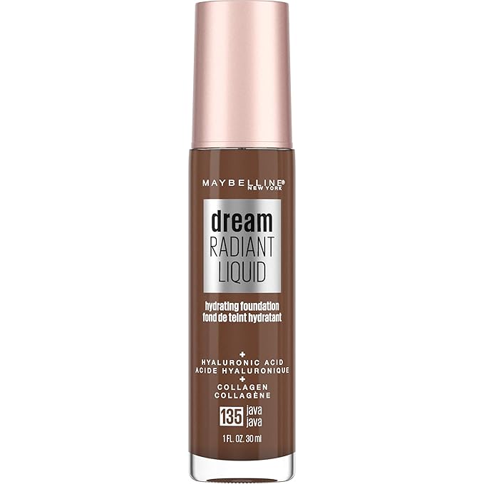 Maybelline Dream Radiant Liquid Medium Coverage Hydrating Makeup, Lightweight Liquid Foundation, Java, 1 Count