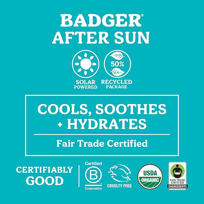 Badger Coconut After Sun Balm with Organic Cocoa Butter & Shea Butter, Rescue Balm, Soothing & Cooling Balm for Tight Dry Skin After Sun Exposure, 2 oz