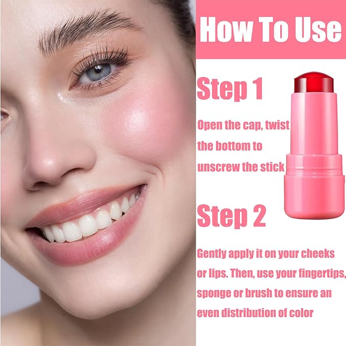 4PCS Milk Cooling Water Jelly Tint, Jelly Tint, Makeup Jelly Blush Stick, Vegan, Milk Jelly Blush, Multi-Use Cheek and Lip Stain, Cruelty Free, Blush Stick for Cheeks and Lips with Gift