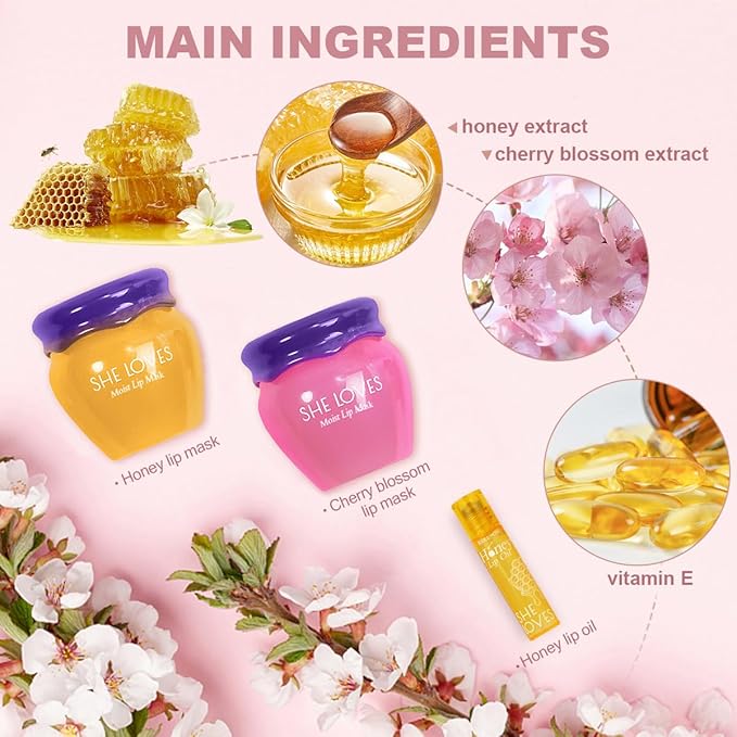 2PCS Lip Mask Overnight, Honey&Sakura Day