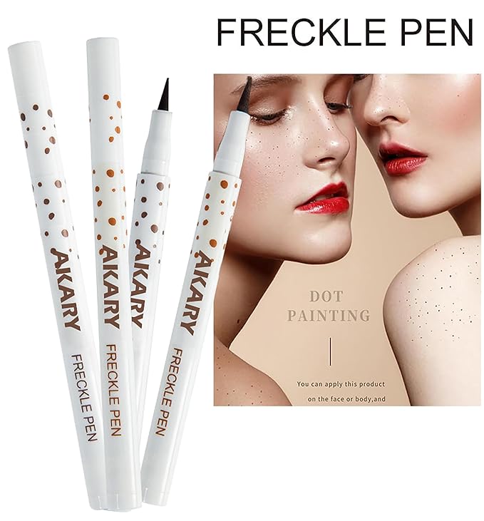 AKARY Freckle Pen Professional Lifelike Face Concealer Point Out Natural Waterproof Longlasting Soft Artificial Freckles Fine Makeup Freckle Pen Life Face Decoration (#04 Dark Brown)