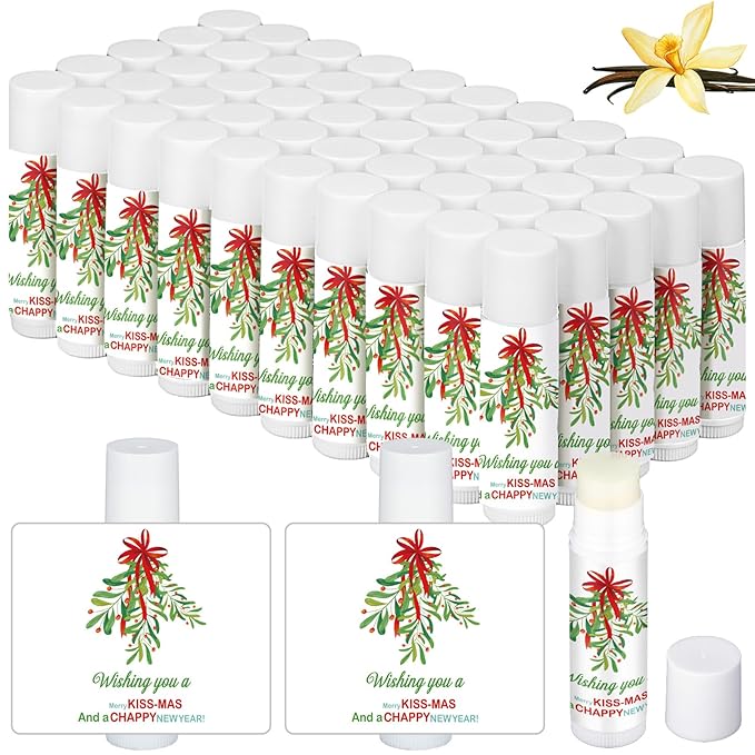 50 Pcs Christmas Lip Balms Mistletoe Supplies