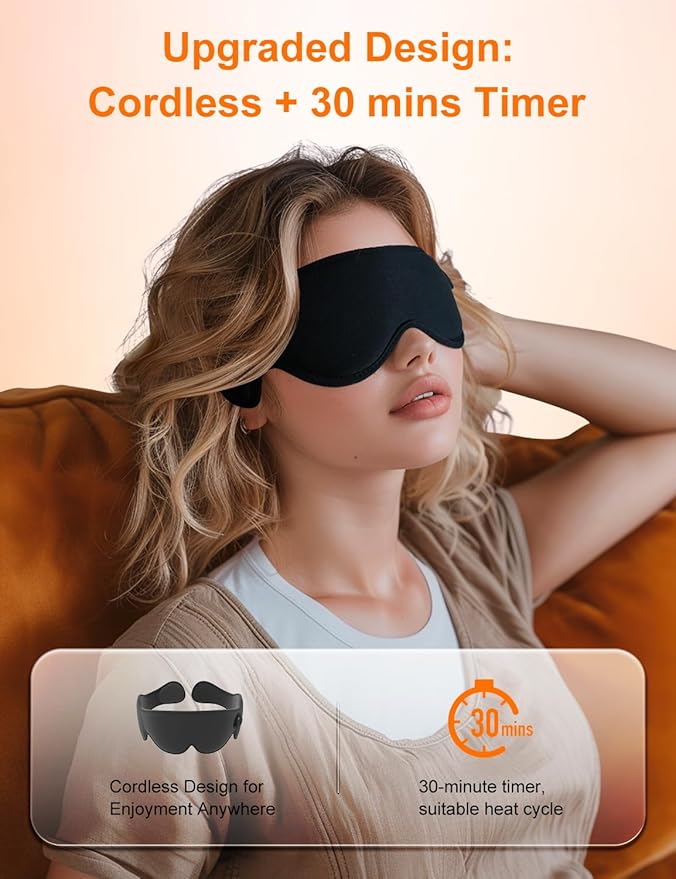 Heated Eye Mask, Cordless Heat Eye Compress for for Dry Eye Stye Relax Eye Strain, Portable Electric Warm Eye Mask for Blepharitis, Chalazion, Eye Fatigue or MGD