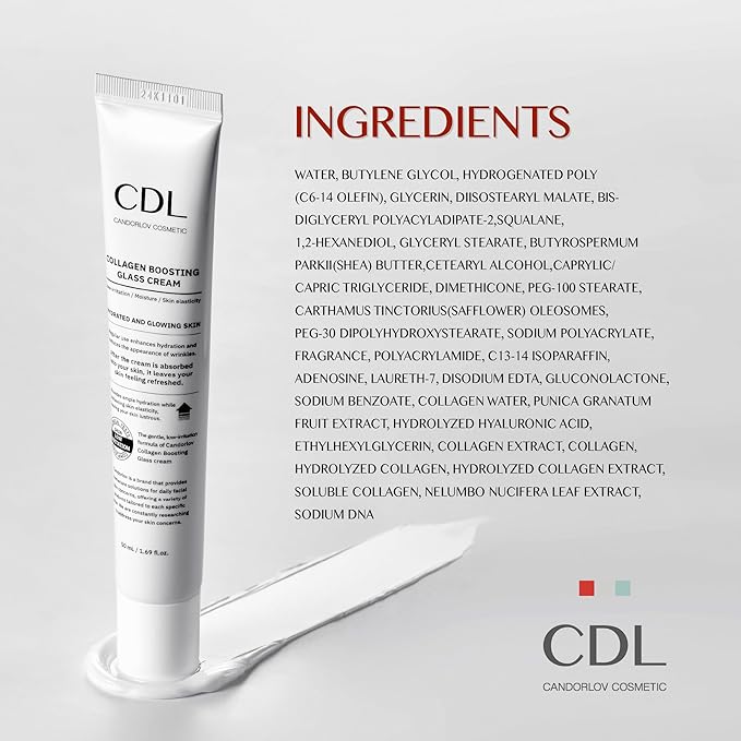 Collagen Boosting Glass Cream, Korean Glowing Skin Deep Hyrdration for 72 HR, Instant Elasticity Improving,PDRN Pomegrante Hyaluronic Acid, Korean SKin Care, 1.69 oz