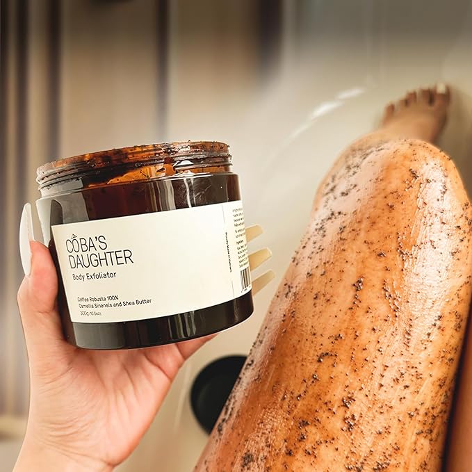 COBA'S DAUGHTER Robusta Coffee Body Scrub| Exfoliating for Cellulite and Stretch Marks, KP Bump Eraser, Strawberry Legs,Underarm | Matcha & Shea Butter | Safe for pregnancy | Vegan Beauty (10.6 Oz)