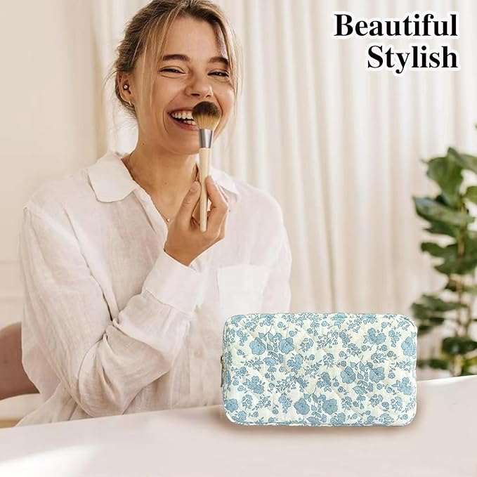Quilted makeup bag floral makeup