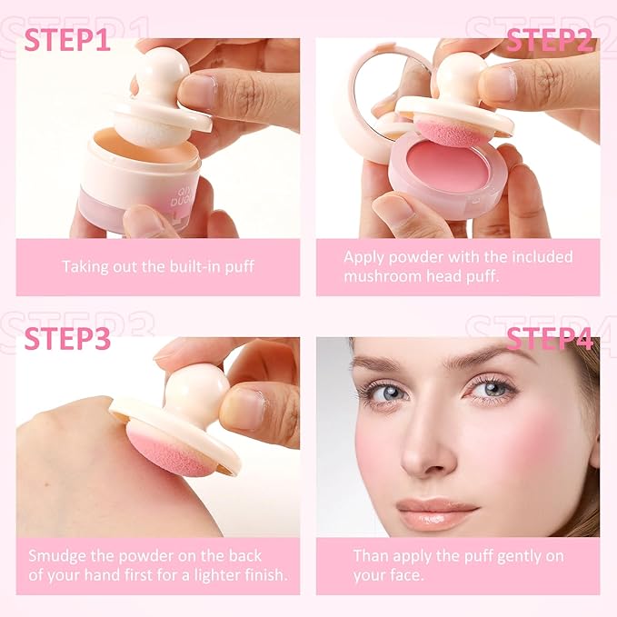 Boobeen Blush Compact for Face, Matte Powder Blush Natural Glowing