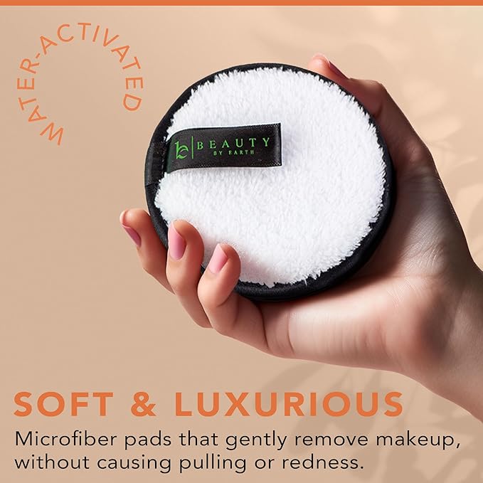 Reusable Makeup Remover Pads - 5 Large Premium Quality Microfiber Cloths for Makeup Removal, Ultra Soft & Durable, Gentle Cleansing Rounds for Face for All Skin Types, Includes Washable Bag