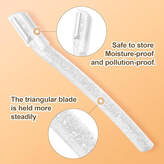 Women’s Dermaplane Razor for Face & Eyebrow - Anti-Cutting Japanese Blades for Eyebrow and Facial Hair Removal, Achieve Silky Skin and Perfect Brows (Transparent, 12 Count)