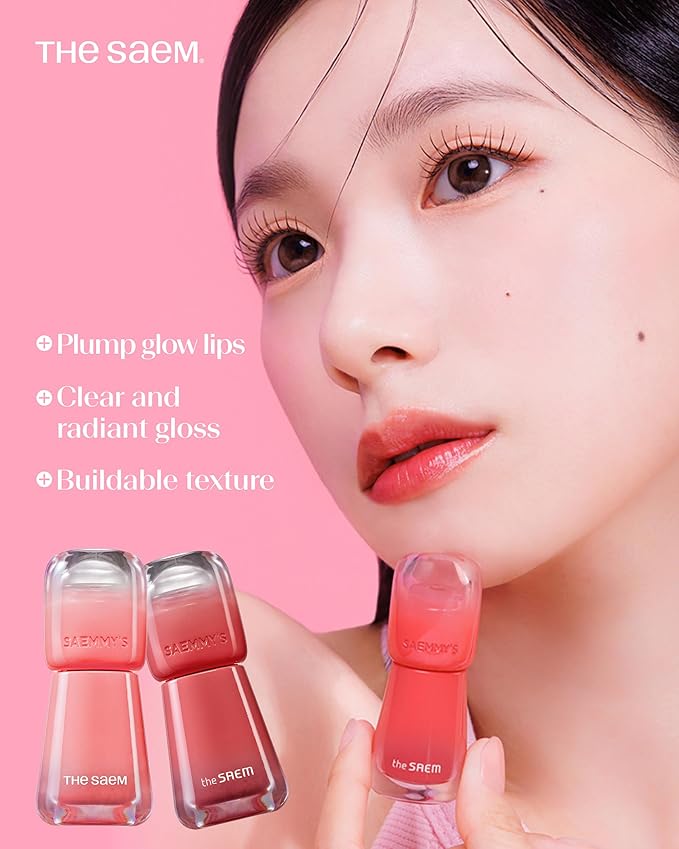 THESAEM Saemmy's Ade Shot Tint - Korean Lip Titnt, Water Gel Lip Stain with Plump Glowy Moisturizing Finish, Buildable Radiant Gloss, Long-Lasting Comfort, 0.1 fl.oz. (01 Grapefruit honey)