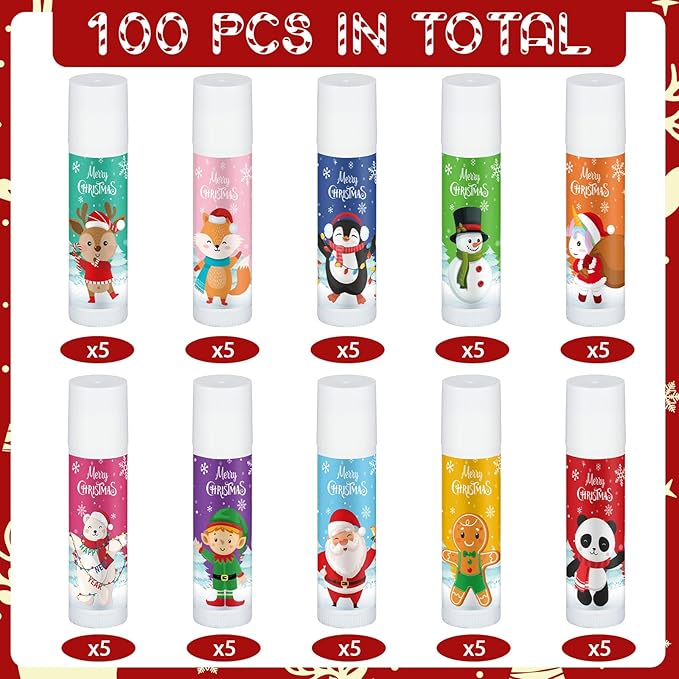 50 Pcs Cute Christmas Lip Balms Girls