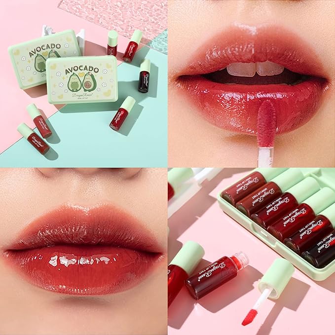 6 Colors Lip Tint Stain Set,Korean Velvet Water Lip