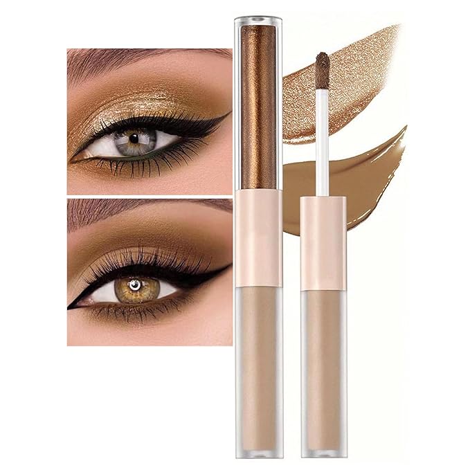 Coco Brown Matte Liquid Eyeshadow Glitter Double Ended Metallic Eyeshadow Sticks For Eyes Pencil Primer Base Quick Drying Waterproof Long Lasting Highlight Stick And Shadow Pen Eye Makeup（#3）