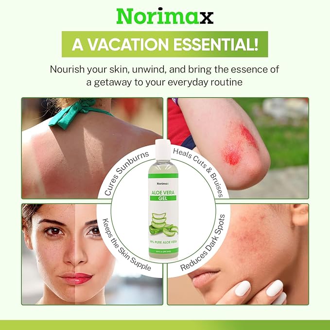 Natural Aloe Vera Gel for Hair, Scalp, Face, Dry Skin, Sunburn, & Sensitive Skin - Cold Pressed, Vegan, Unscented - Soothing Aloe Face Moisturizer (10 oz.)