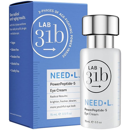 PowerPeptide-5 Eye Cream, Anti Aging Skin Care with Hyaluronic Acid, Peptides for Under Eye Circles, Wrinkles, Dewy, Soft, Plump Skin, Vegan, Paraben, Cruelty & Alcohol Free, 1.69 fl oz