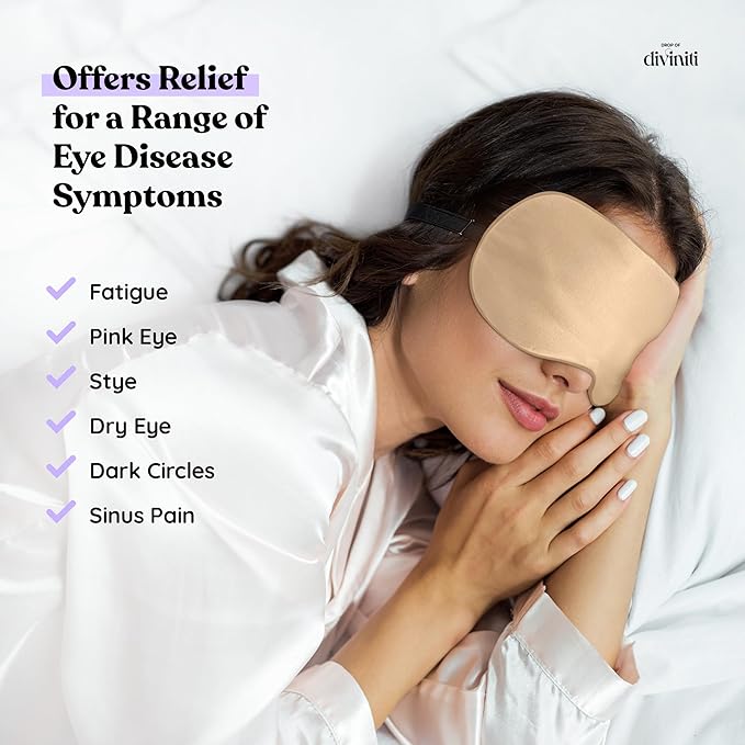 Heated Eye Mask for Dry Eye Relief - Stye Eye Treatment, Warming Eye Mask for Dry Eyes Mask Warm Compress for Eyes, Sinus Mask Heated Eye Patch - Dry Eye Mask Moist Heat Electric Warming - Champagne