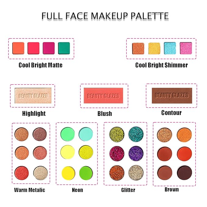 82 Vibrant Shades Makeup Palette - Matte, Shimmers,