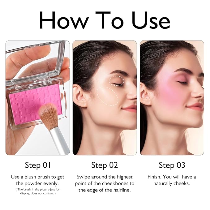 KYDA Powder Blush, Radiant Glow Face Blusher, Blendable Texture, Cherry