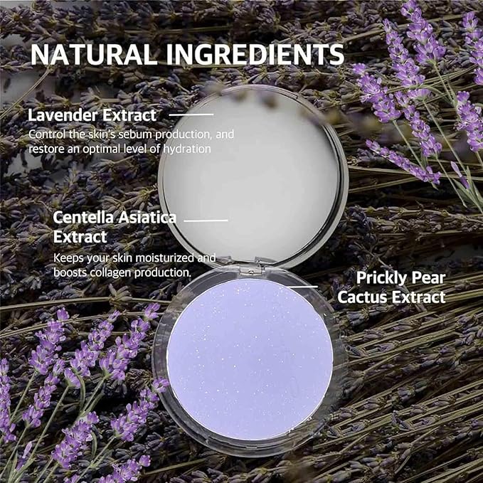 Lavender Matte Powder, Lavender Matte Oil Control Face Soft Makeup(1PCS)