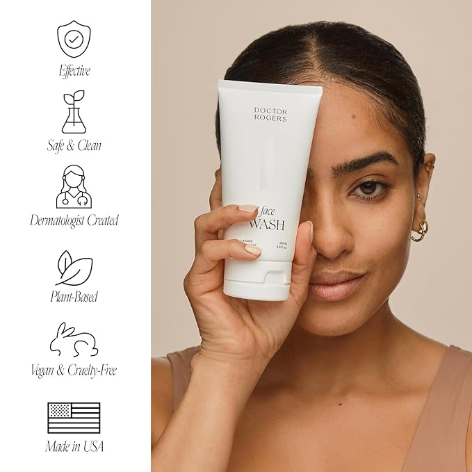 Doctor Rogers Face Wash, Gentle Face Cleanser For Women & Men, Hydrating Face Wash For Sensitive, Dry & Combination Skin, Dermatologist-Created Daily Facial Cleanser For SkinCare Routine, 5 fl oz Tube
