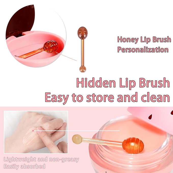 3 Pcs Bee Lip Balm Honey (Honey+Strawberry+Watermelon)