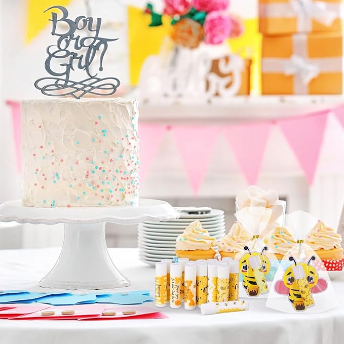 48 Sets Bee Lip Balm with Bee Themed Thank Card Tags Baby Shower Favor Bulk Bee Themed Gifts for Baby Shower Baptism Birthday Party Supplies Christmas Party