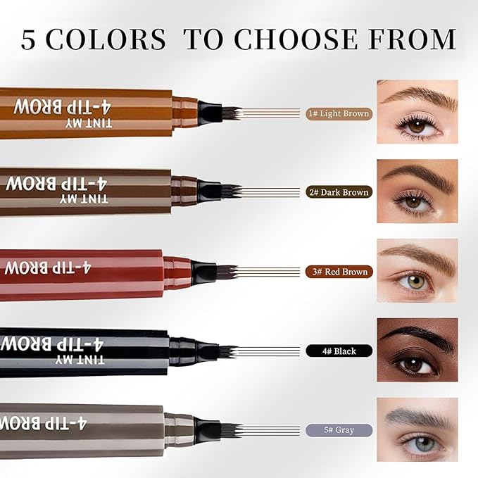 2PC Microblading Eyebrow Pencil Waterproof & Ultra-Fine Tip - Eyebrow Pen for Natural Hair-Like Strokes, Brow Pencil with Smudge-Proof Long Lasting Formula for All-Day Wear