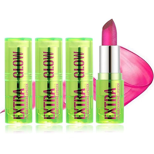 3 PCS Jelly Crystal Vera Lipstick,Magic Temperature Tinted Lip Balm,Plumping Glimmer Color Changing Lip Oil,Long Lasting Nourishing Lip Glow Oil Non-sticky Fresh Texture Lip Gloss Lip Balm
