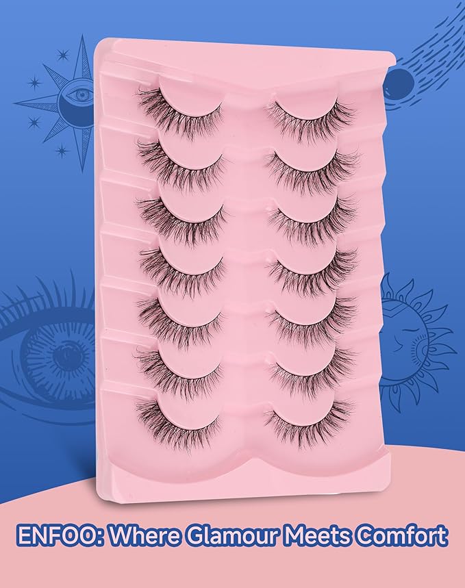 Natural Lashes Wispy Everyday Natural Look Flared Eyelashes Fairy False Cateye Lash Soft False Eyelashes Fluffy 7 Pairs D77