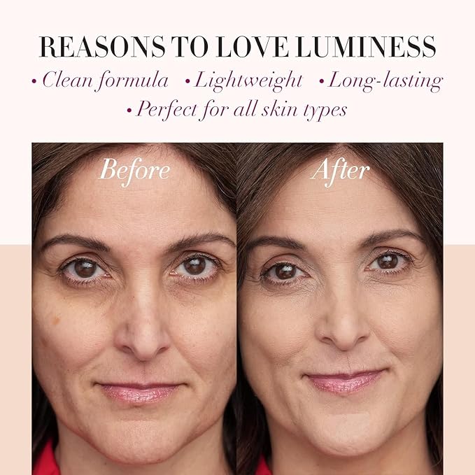 LUMINESS Silk Airbrush Spray Foundation 2-PC Kit - Foundation & Dual-Sided Angled Makeup Brush - Buildable Coverage, Anti-Aging Formula, Humidity Resistant, Hydrates & Moisturizes, Warm