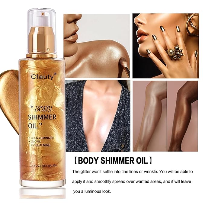 Shimmer Body Oil,Face and Body Liquid Luminizer,Waterproof Moisturizing