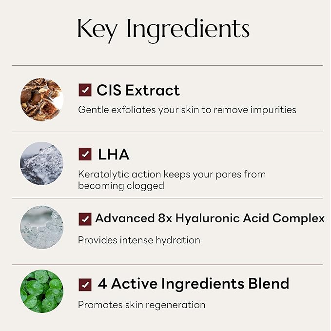 LHA CIS Gel Cleanser - Low pH Korean Facial Wash Skincare for Pore Shrinking, Face Moisturizing, Makeup, Whitehead & Blackhead Remover - 6.76 fl. oz