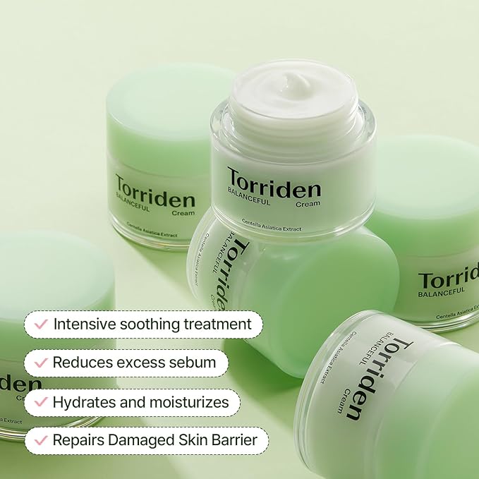 Torriden BALANCEFUL Cream 80ml (2.70 fl.oz.) | Soothing and Nourishing Moisturizer for Oily and Sensitive SKin | 5D CICA, Hydrolyzed Hyaluronic Acid, Panthenol