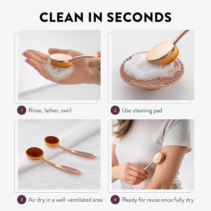 Premium Sunscreen Brush Set – Kids & Baby Sunblock Applicator with Metal Handles, Travel Bag, 2 Brushes, 2 Caps, & Cleaning Mat – Rose Gold – Mess-Free Sun Care (2 Pack) (Rose Gold)