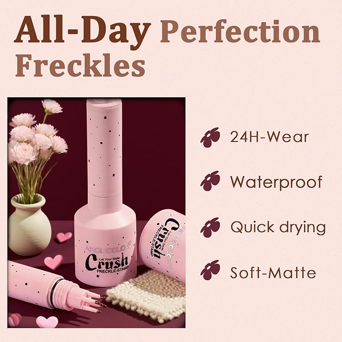 Faux Freckle Stamp, Freckle Pen Waterproof – Faux Freckles Maker for Natural Sun-Kissed Look, Quick-Dry & Long-Lasting, Easy One-Press Application, Cute & Trendy Gift for Women & Girls - 01 Light