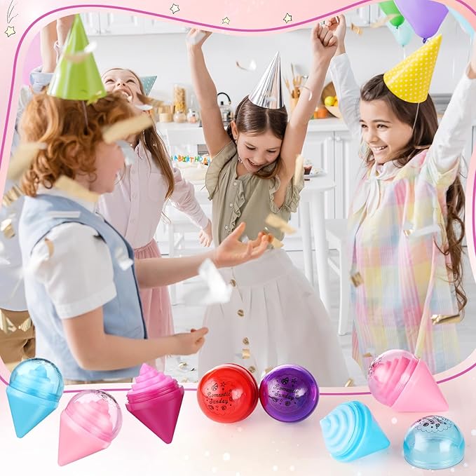 48 Pcs Ice Cream Party Decorations Lip Balm New School Classroom Gift for Preschool Toddler Back to School Exchange Party Favors Fruit Taste Lip Care Gift Birthday Gift Moisturizing Lip Balms