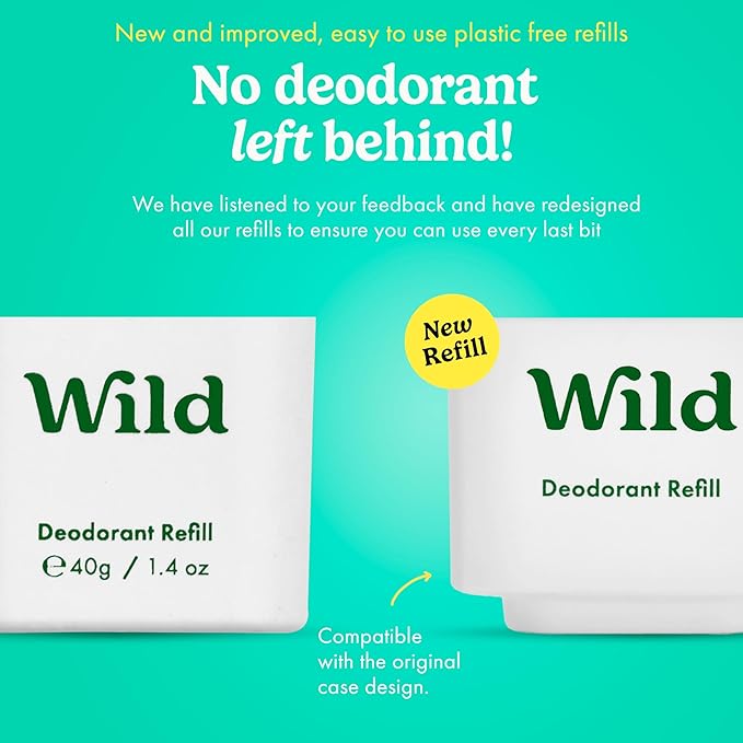 Wild - Refillable Deodorant - Fresh Cotton & Sea Salt Refill Trio Pack - Vegan - Aluminum Free - Long Lasting Protection - 3 Pack of 1.41oz Refills