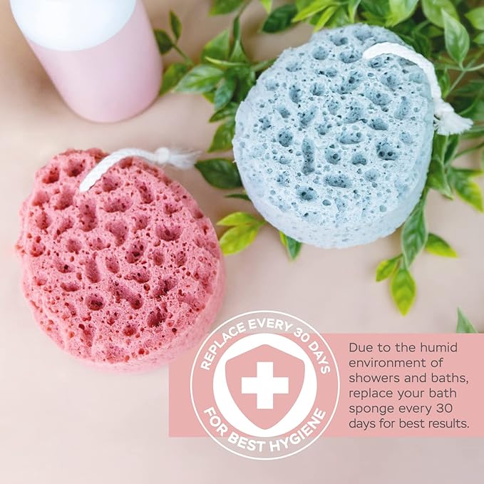 Spongentle Deep Cleansing Body Loofah Sponge, Natural Colors, for Bath and Shower, Multiple Textures for Gentle and Deep Exfoliation, Generous and Rich Lather, (Pack of 2)