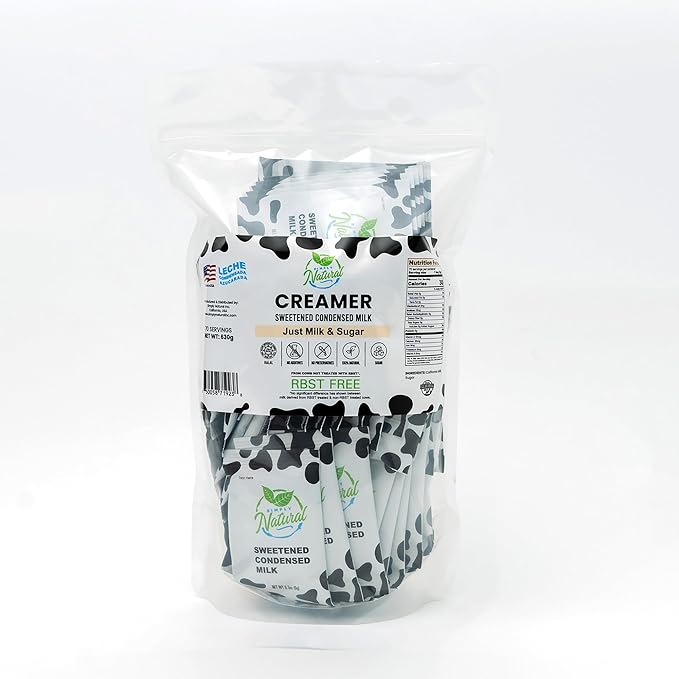 Simply Natural Sweetened Condensed Milk Creamer Single-Serve 9 grams sachet, All Natural Coffee/Tea Creamer (70 sachets bag, Milk Flavor)