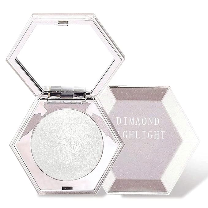 Erinde White Silver Face Highlighter Makeup Palette, Shimmer Glitter Highlighter Powder for Face Body, Natural Glossy Highlight Makeup Illuminator Highlighter Palette, Long-Lasting, Lightweight, 01#