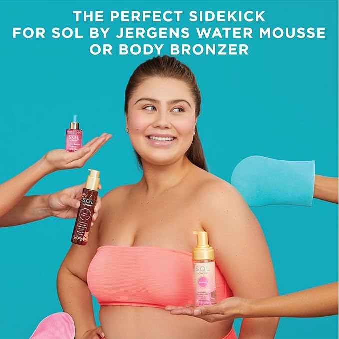 Jergens SOL Self Tanner Applicator Mitt, Flawless, Streak-free Tanning Blender Glove, Sunless Tanning, Reusable Tanning Mitt Protects Hands, All Skin Tone