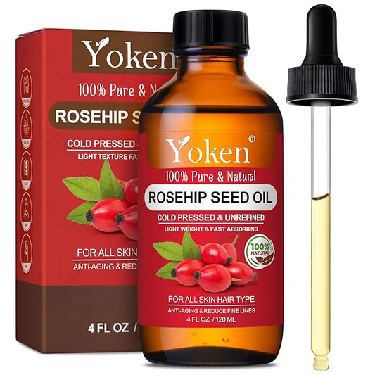 Rosehip Seed Oil For Face,100% Pure Rosehip oils For Skin,Scars,Hair & Nails.4 fl Oz Cold Pressed Rose Hips Oil For Skin Care, Anti-Aging, Scar Treatment, GUA SHA Massage DIY (4 Fl Oz)