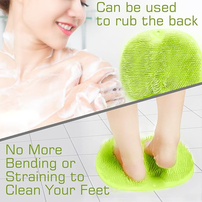 Shower foot scrubber mat back