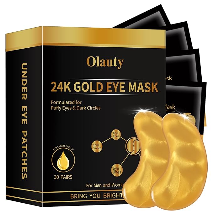24K Gold Under Eye Patches,Black Box Collagen Anti-Aging Moisturize Under Eye Mask,Reducing Fine and Lines Dark Circleeye Patches,Gel Eye Masks Beauty & Personal Care