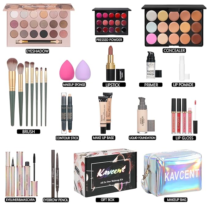 Makeup Sets for Teens Makeup Kit for Women Full Kit Makeup set Makeup Kit Eyeshadow Palette Foundation Mascara Contour Lipgloss Makeup Teenager Gift