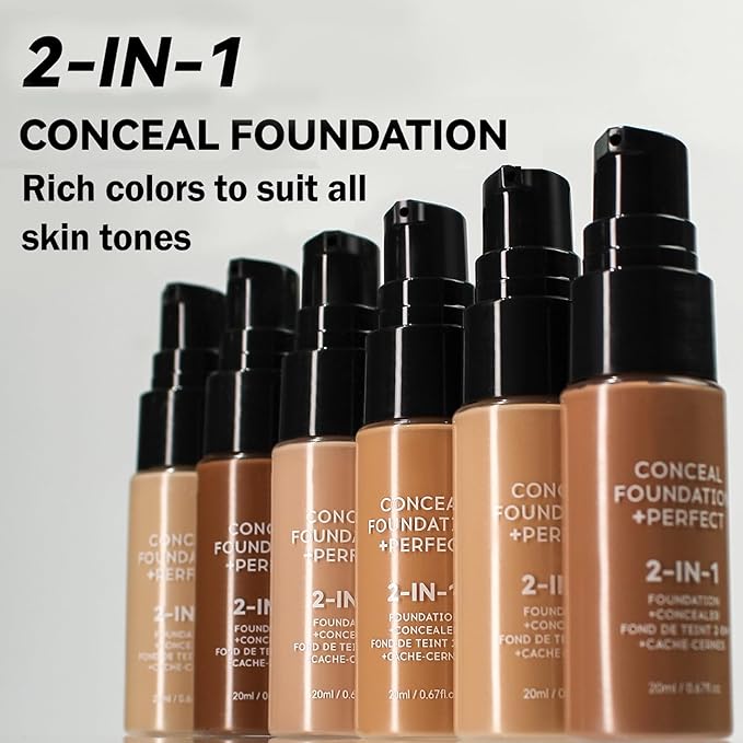 Concealer Full Coverage Foundation for Mature Skin,Oil Control Matte 2 in 1 Concealer liquid Foundation Makeup Waterproof Base De Maquillaje Alta Cobertura-01 Sand