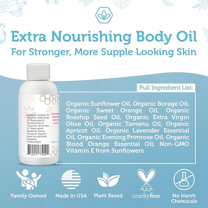 Era Organics Organic Stretch Mark Oil for Pregnancy - Extra Moisturizing Belly Oil for Pregnancy - Pregnancy Oil to Prevent Stretch Marks - Pregnancy Must Haves