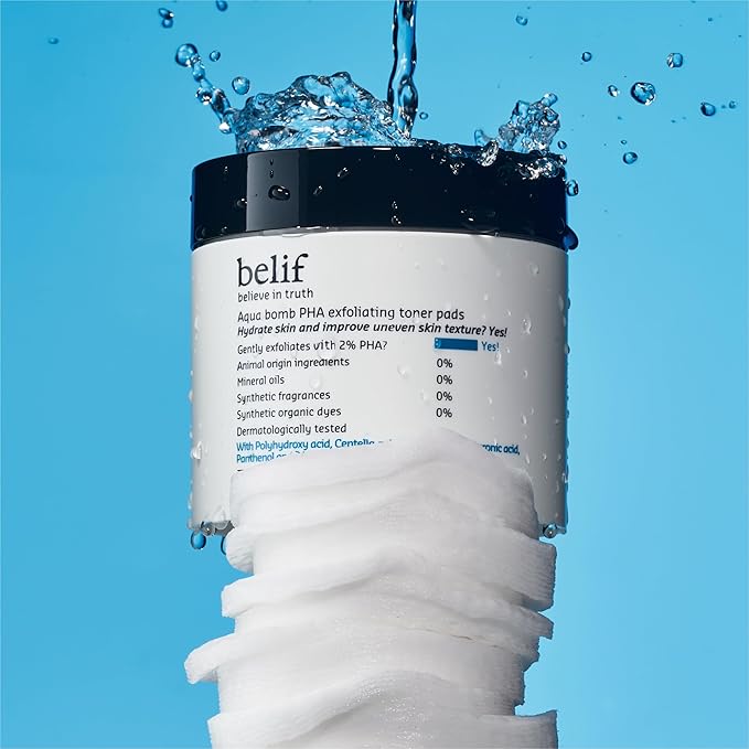 belif PHA 2% Toner Pads – Gentle Exfoliating Facial Polish for Pore Care, Hydrating & Soothing with Panthenol & Cica, Double-Sided Texture, Ideal for Sensitive Skin, Korean Skincare (70 Pads)